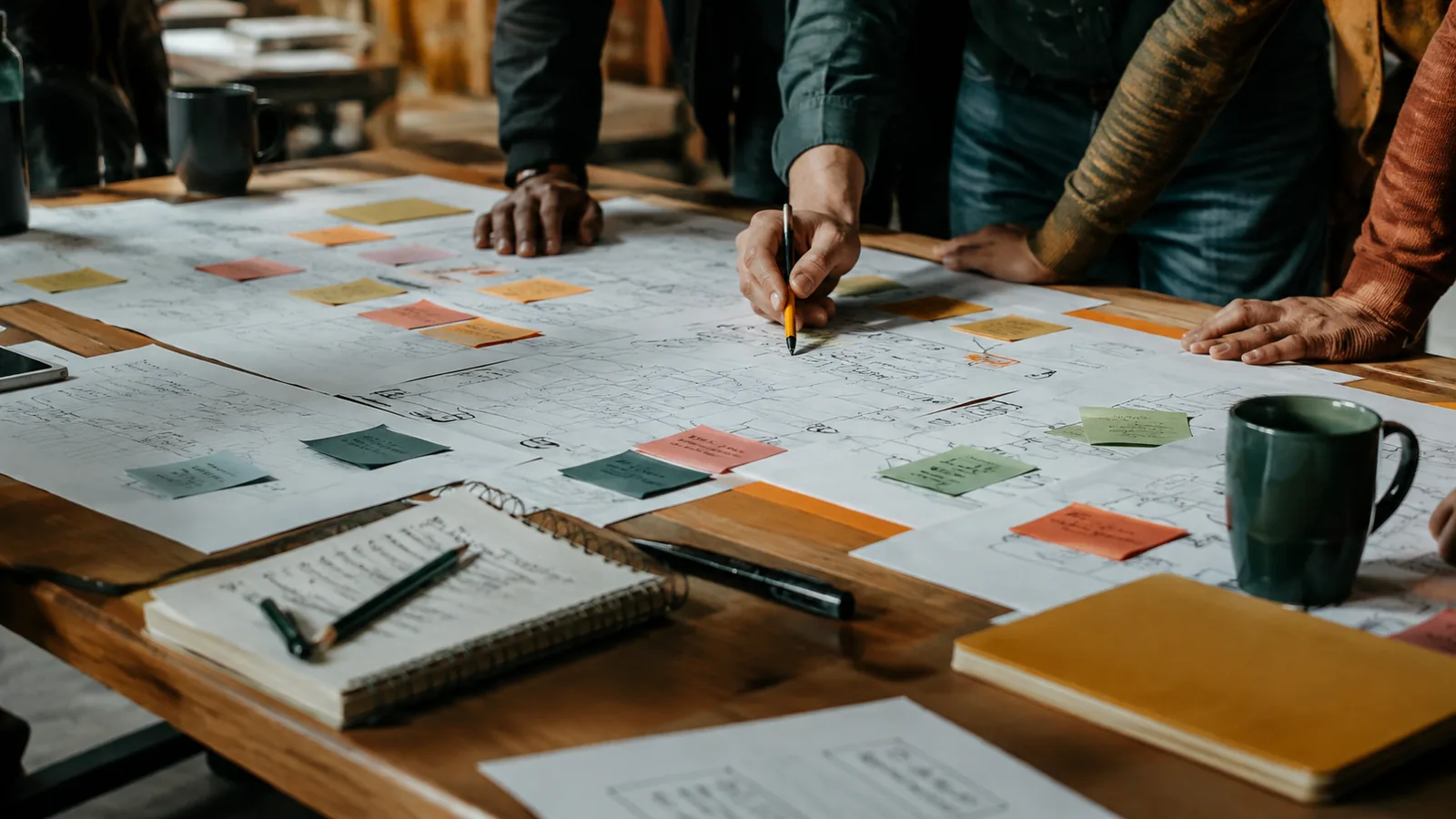 Page-specific project management scene illustrating corporate CAPM training