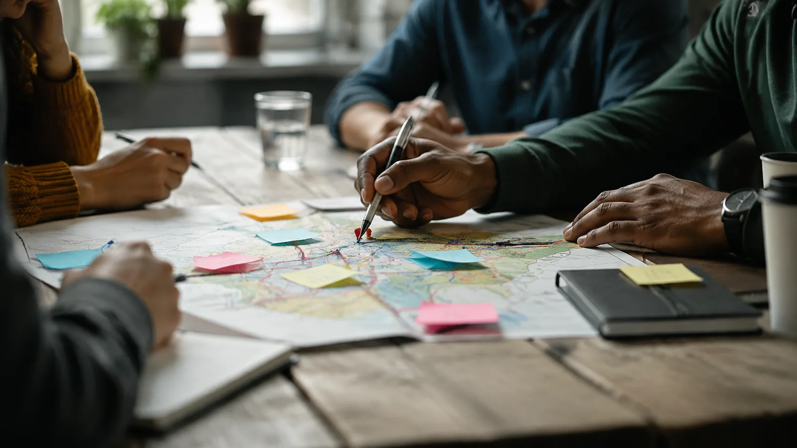 Page-specific project management scene illustrating in person PMP training Canada