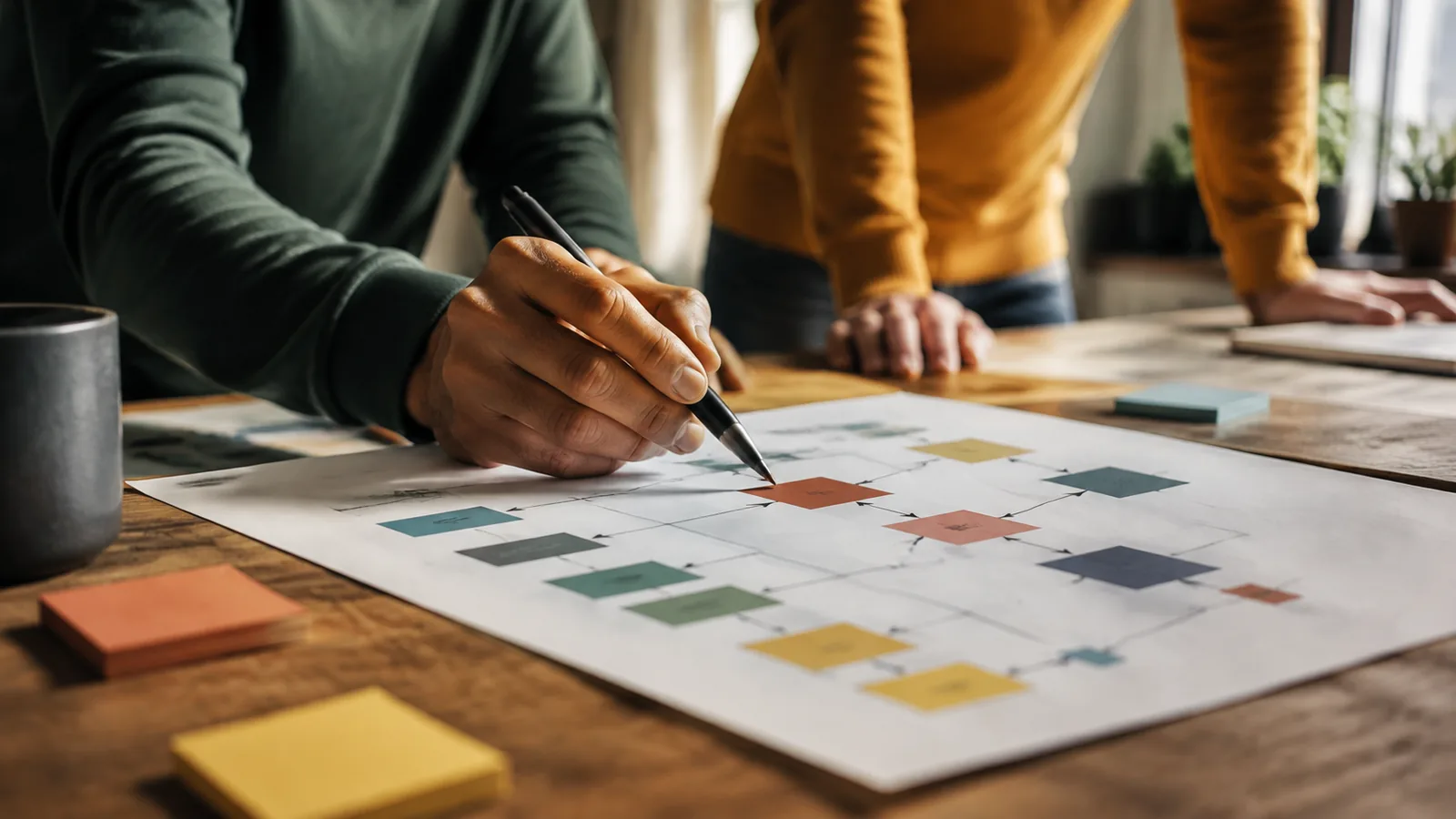 Page-specific project management scene illustrating how PMP training works