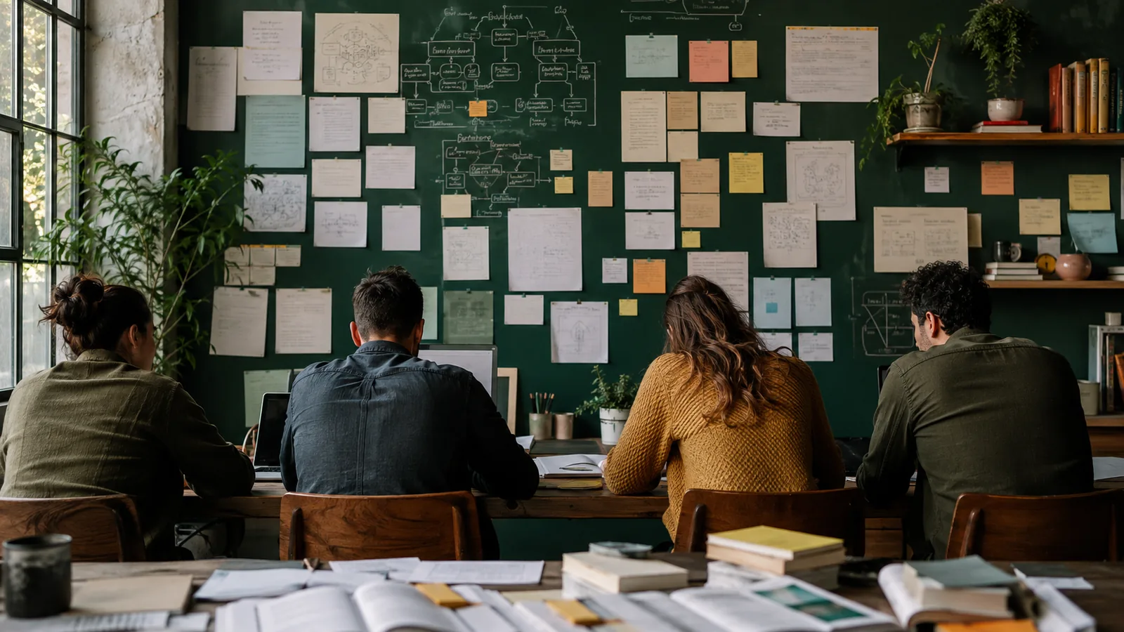 Page-specific project management scene illustrating PMP exam prep resources