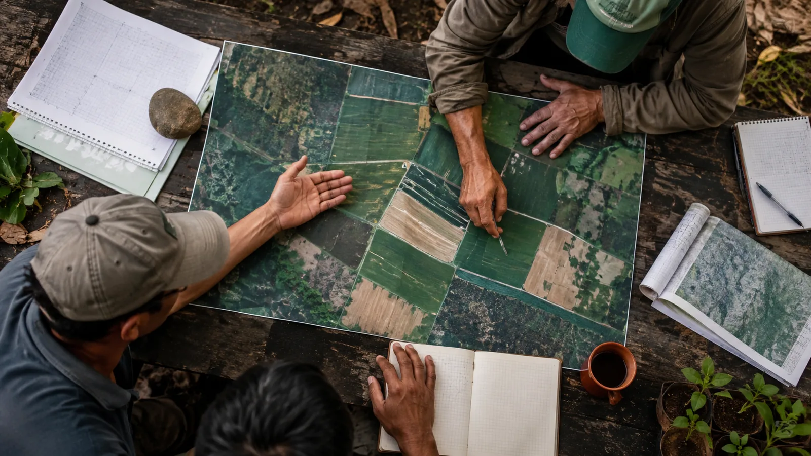 Page-specific project management scene illustrating agriculture project management