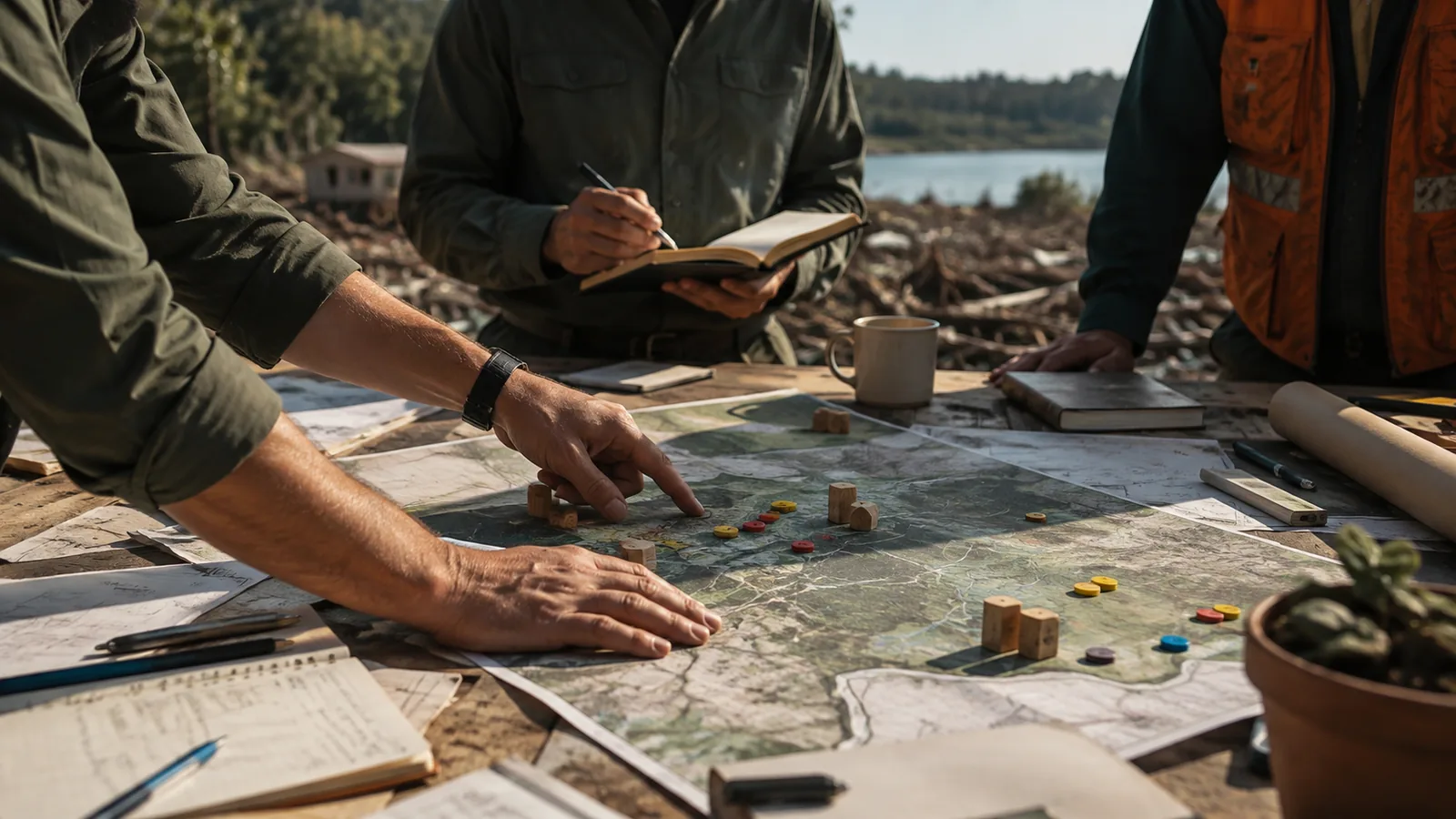 Page-specific project management scene illustrating community resilience project management