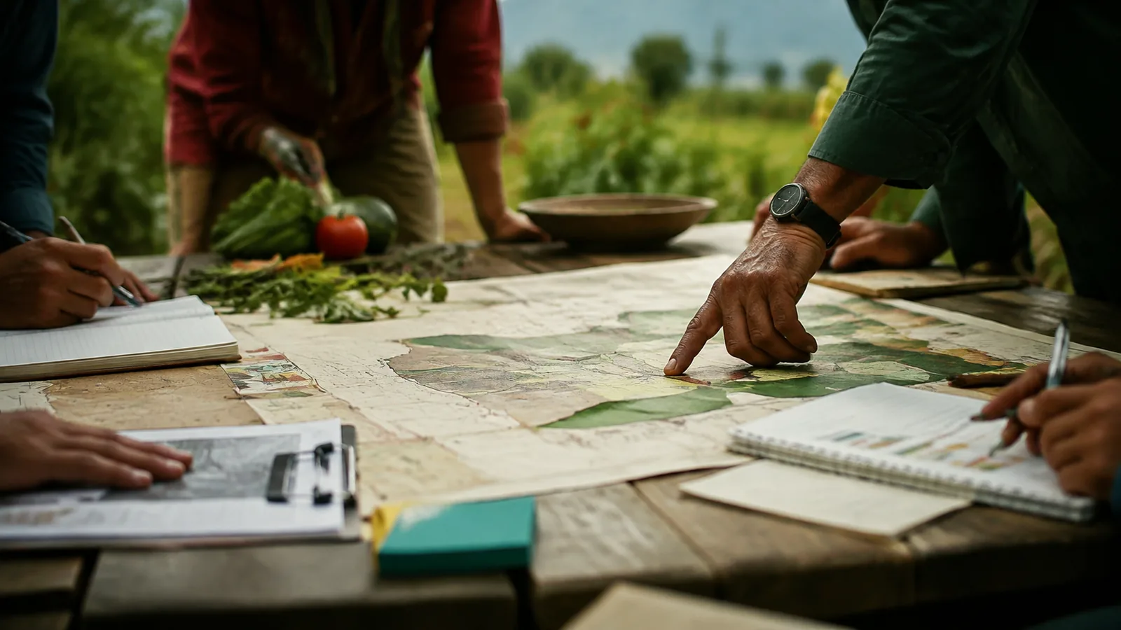 Page-specific project management scene illustrating food security project management