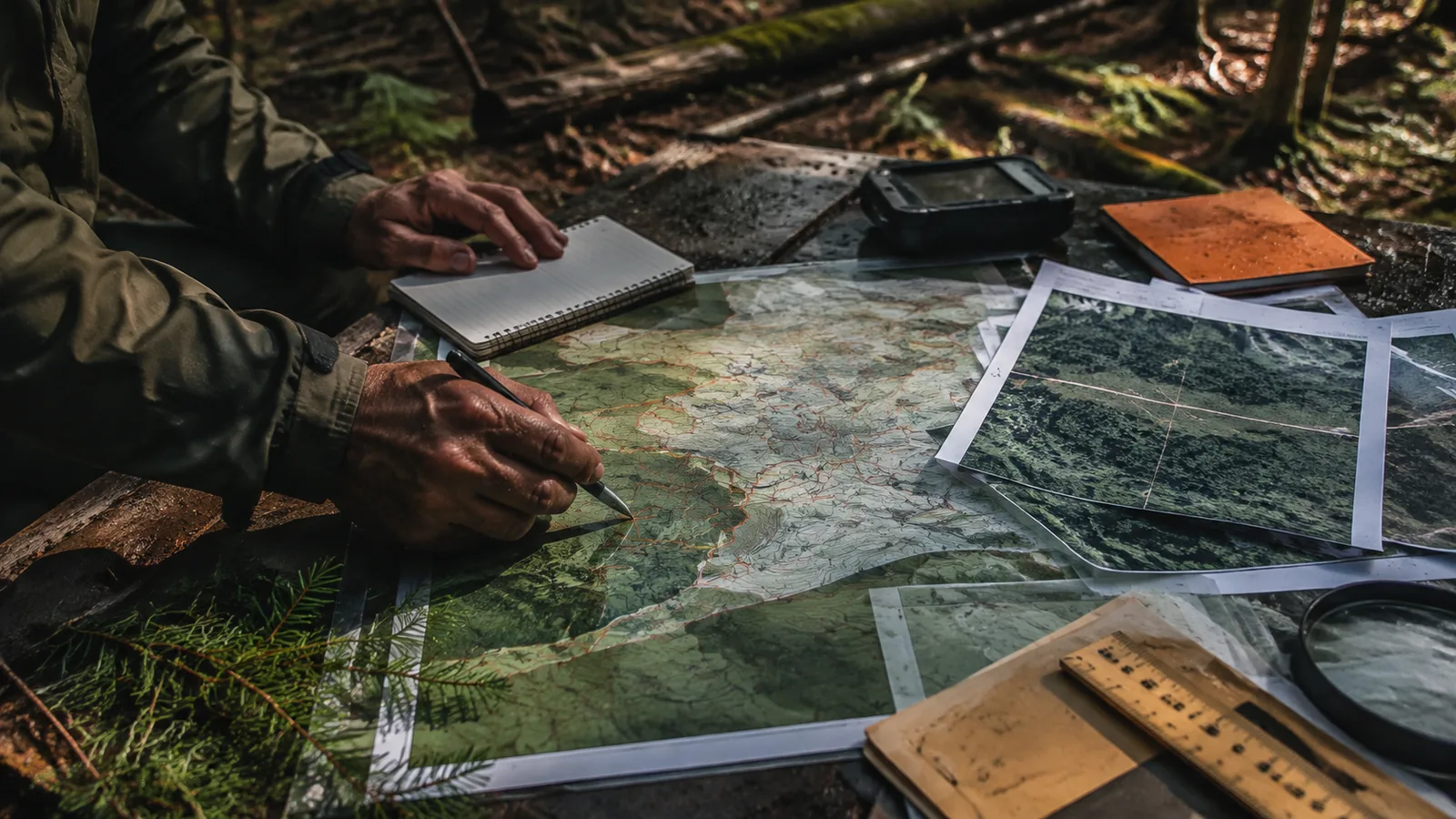 Page-specific project management scene illustrating forestry & resource management project management