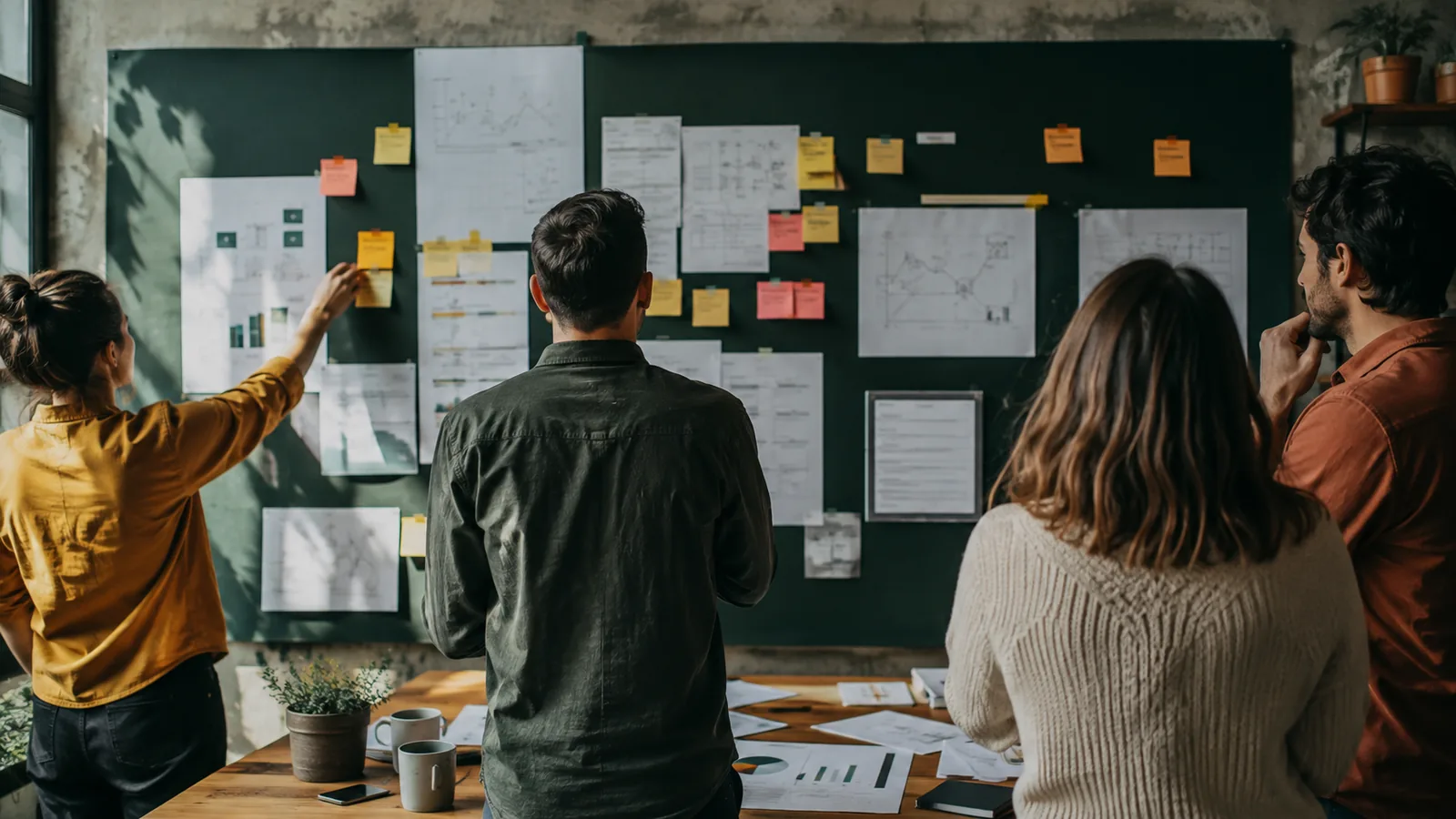 Page-specific project management scene illustrating cost savings & efficiency project management