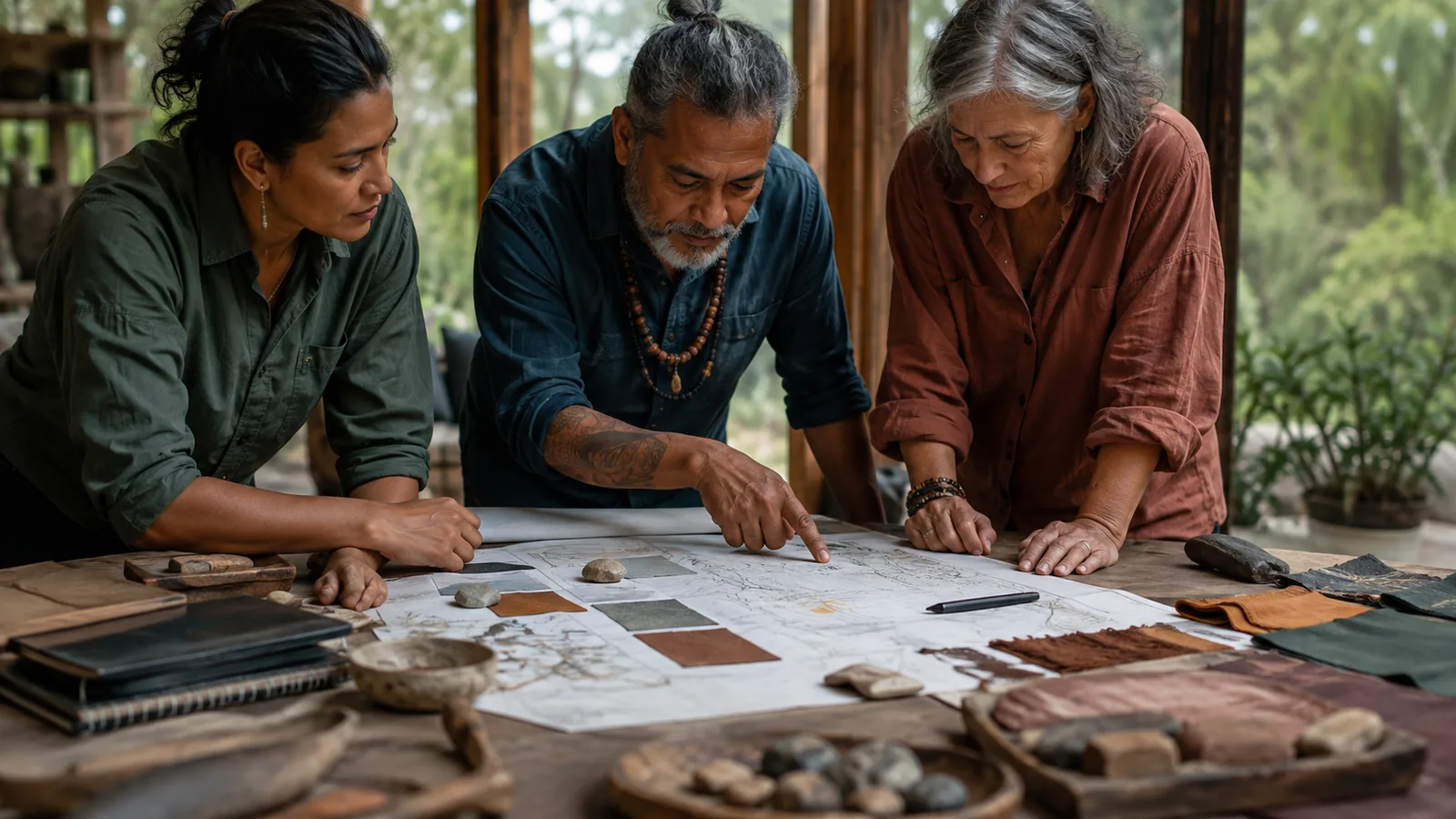 Page-specific project management scene illustrating cultural integrity project management