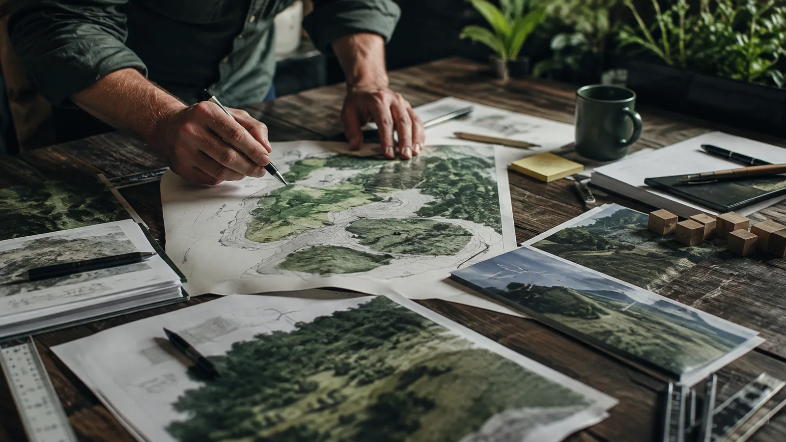 Page-specific project management scene illustrating environmental protection project management
