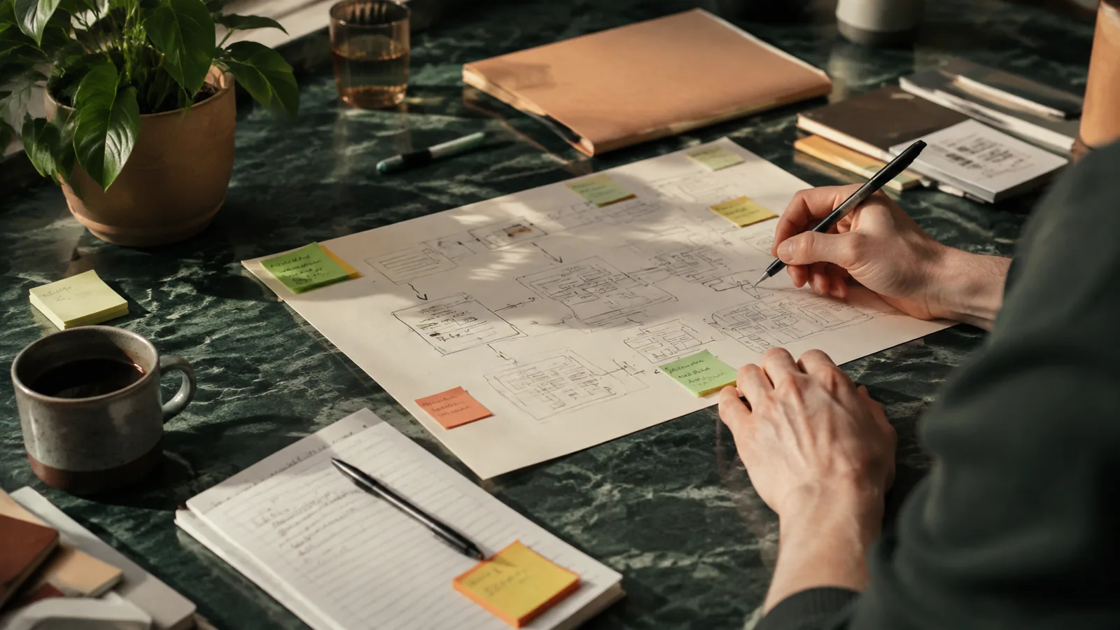 Page-specific project management scene illustrating improved communication project management