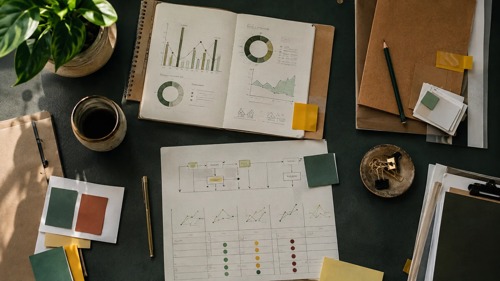 Page-specific project management scene illustrating monitoring, evaluation, and continuous improvement project management