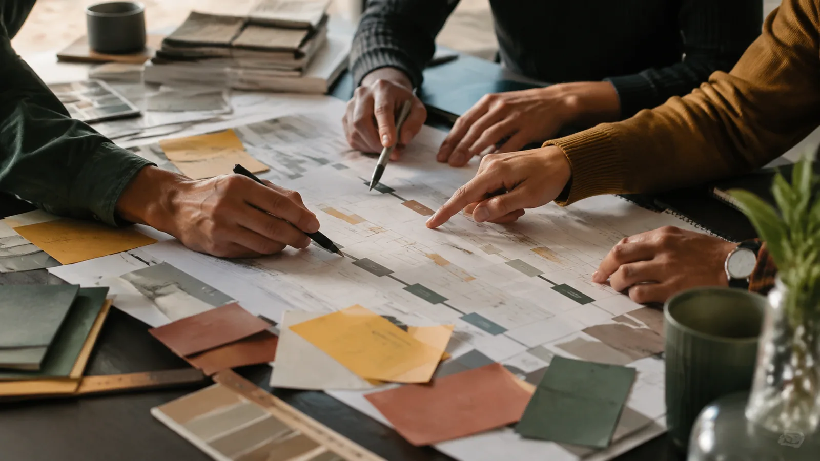 Page-specific project management scene illustrating outsourcing project management